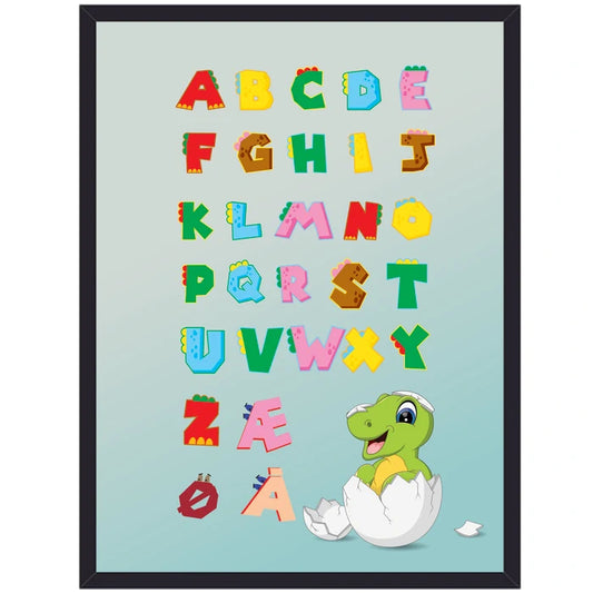 lær din abc med dino børneplakat