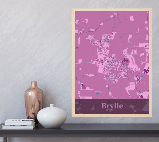 Brylle plakat i farve  og HjemEgn.dk design firkantet. Design bykort for Brylle