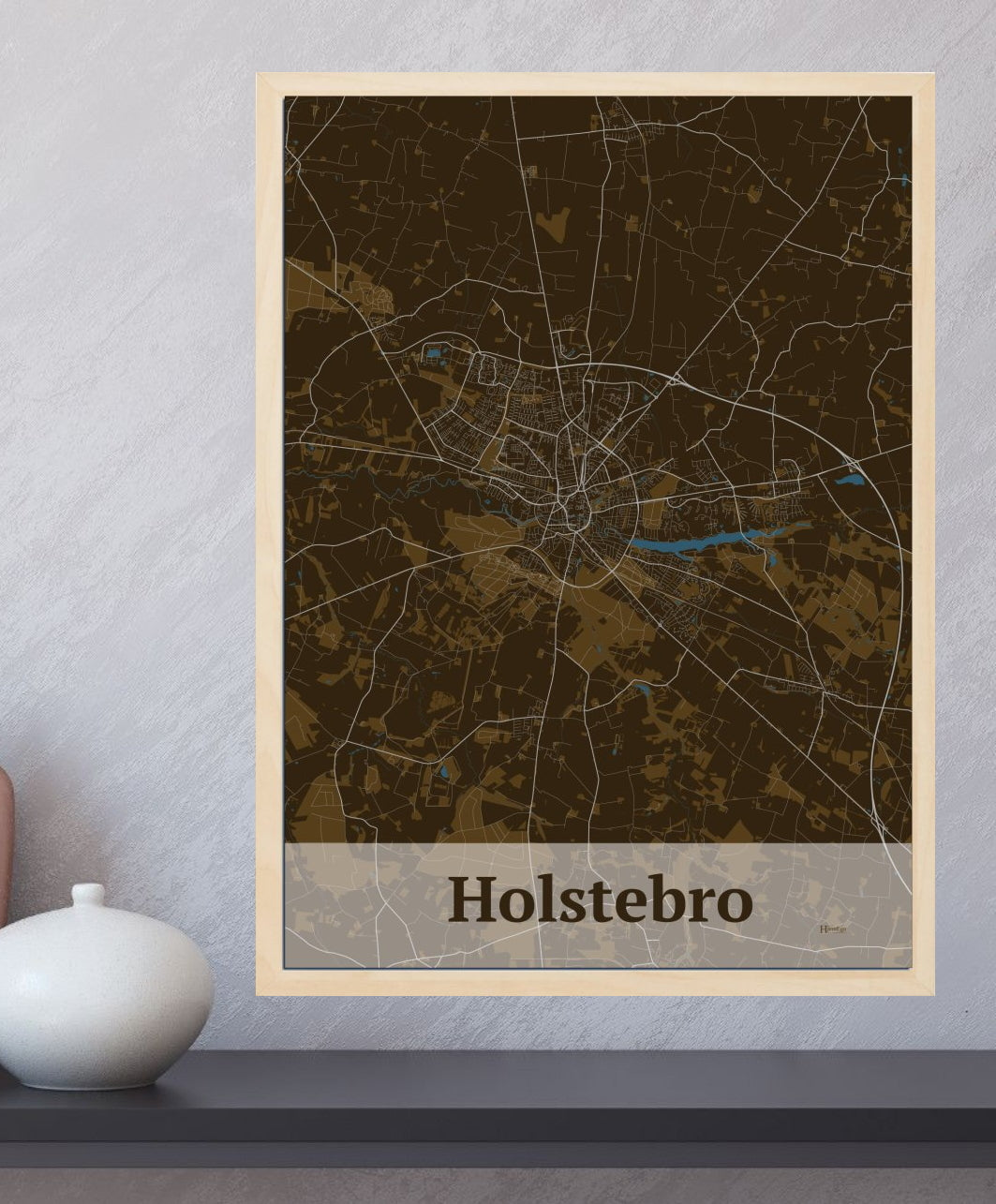 Holstebro Fra Din Hjemegn I plakat i farve  og HjemEgn.dk design firkantet. Design bykort for Holstebro Fra Din Hjemegn I