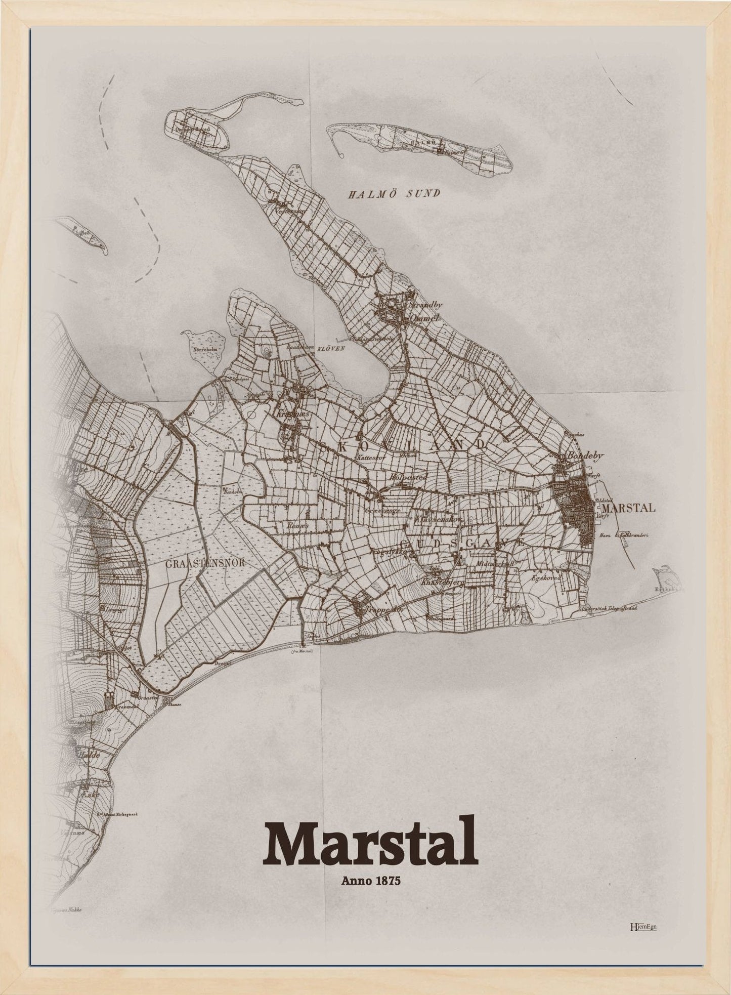 Marstal anno år 1875 | retro plakat fra din HjemEgn | hurtig levering og høj kvalitet [køb nu] 