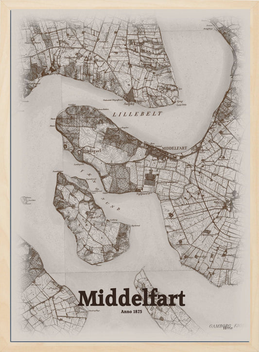 Middelfart anno år 1875 | retro plakat fra din HjemEgn | hurtig levering og høj kvalitet [køb nu] 