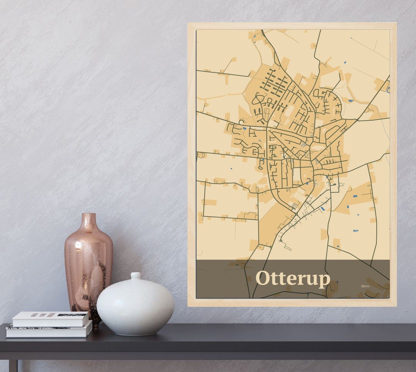 Otterup plakat i farve  og HjemEgn.dk design firkantet. Design bykort for Otterup