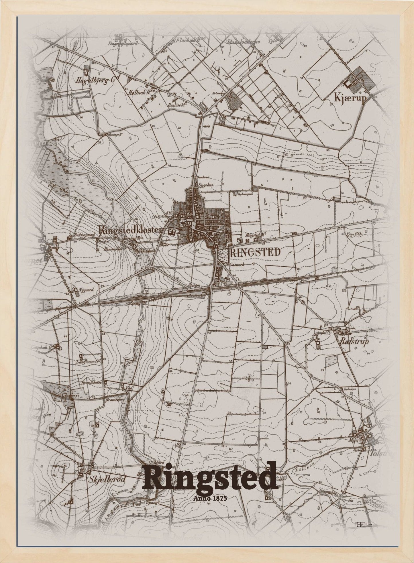 Ringsted anno år 1875 | retro plakat fra din HjemEgn | hurtig levering og høj kvalitet [køb nu] 