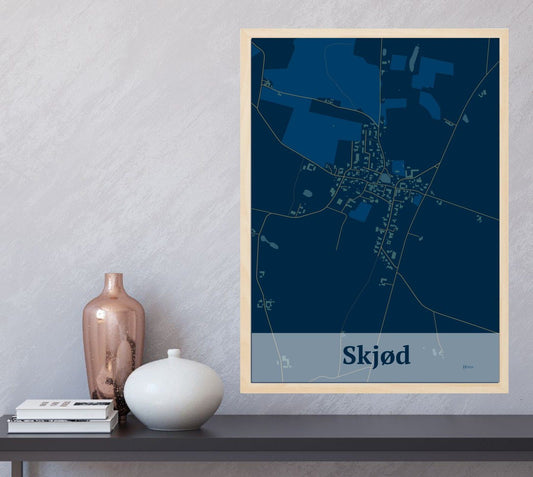 Skjød plakat i farve  og HjemEgn.dk design firkantet. Design bykort for Skjød