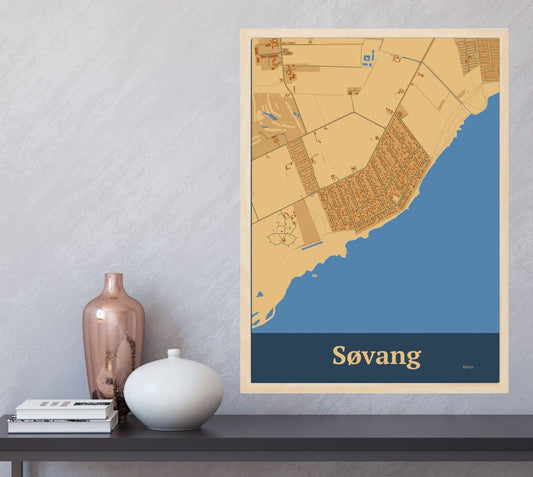 Søvang plakat med HjemEgn.dk design firkantet. Design bykort for Søvang