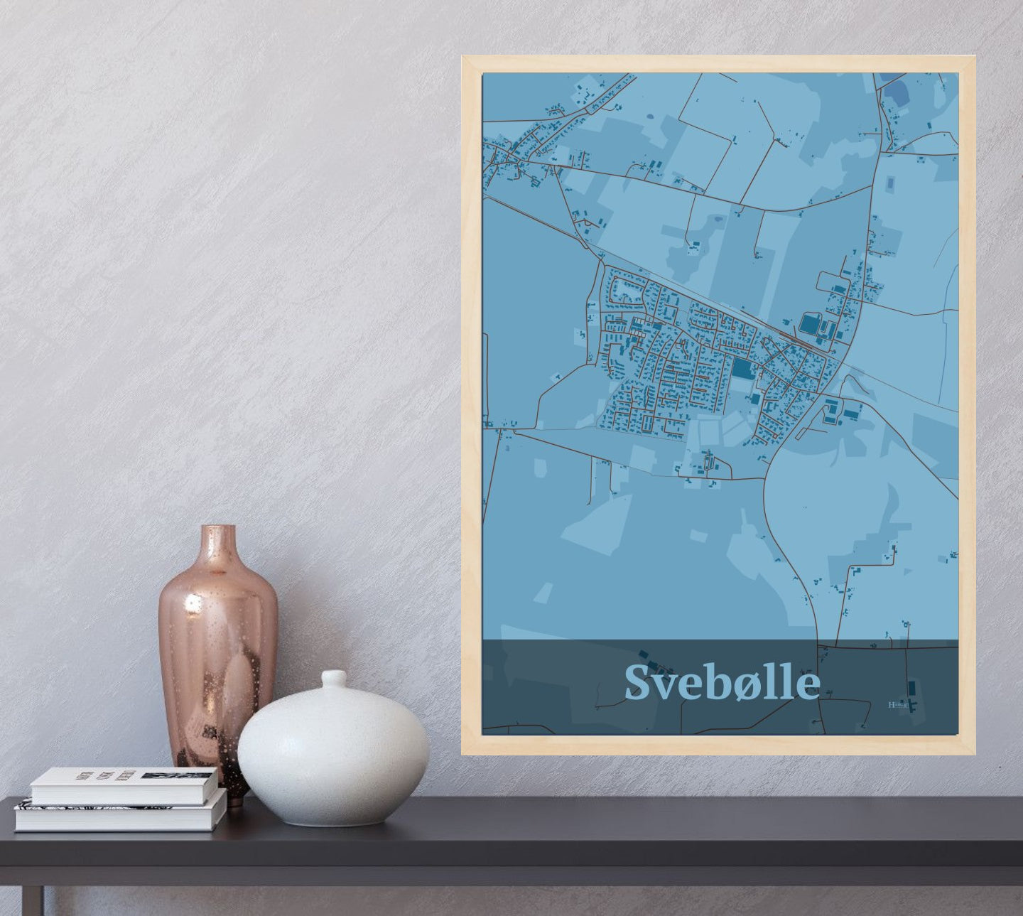 Svebølle plakat i farve  og HjemEgn.dk design firkantet. Design bykort for Svebølle