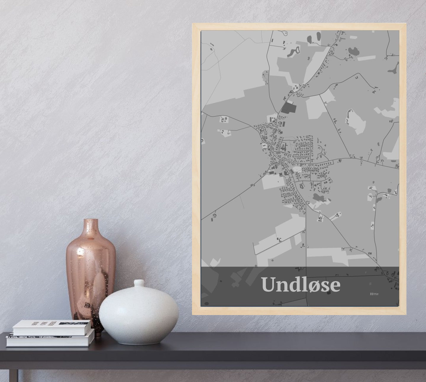 Undløse plakat i farve  og HjemEgn.dk design firkantet. Design bykort for Undløse