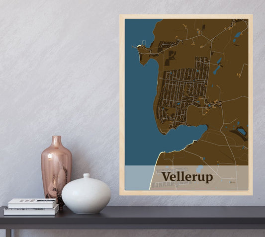 Vellerup plakat i farve  og HjemEgn.dk design firkantet. Design bykort for Vellerup