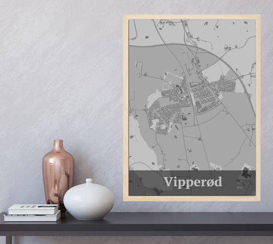 Vipperød plakat i farve  og HjemEgn.dk design firkantet. Design bykort for Vipperød