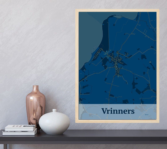 Vrinners plakat i farve  og HjemEgn.dk design firkantet. Design bykort for Vrinners